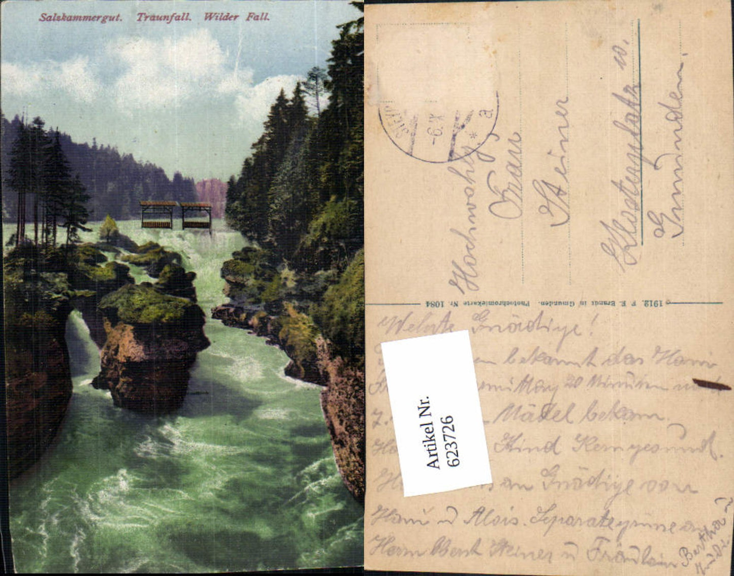 623726,Traunfall bei Roitham Gmunden Salzkammergut pub Brandt 1084