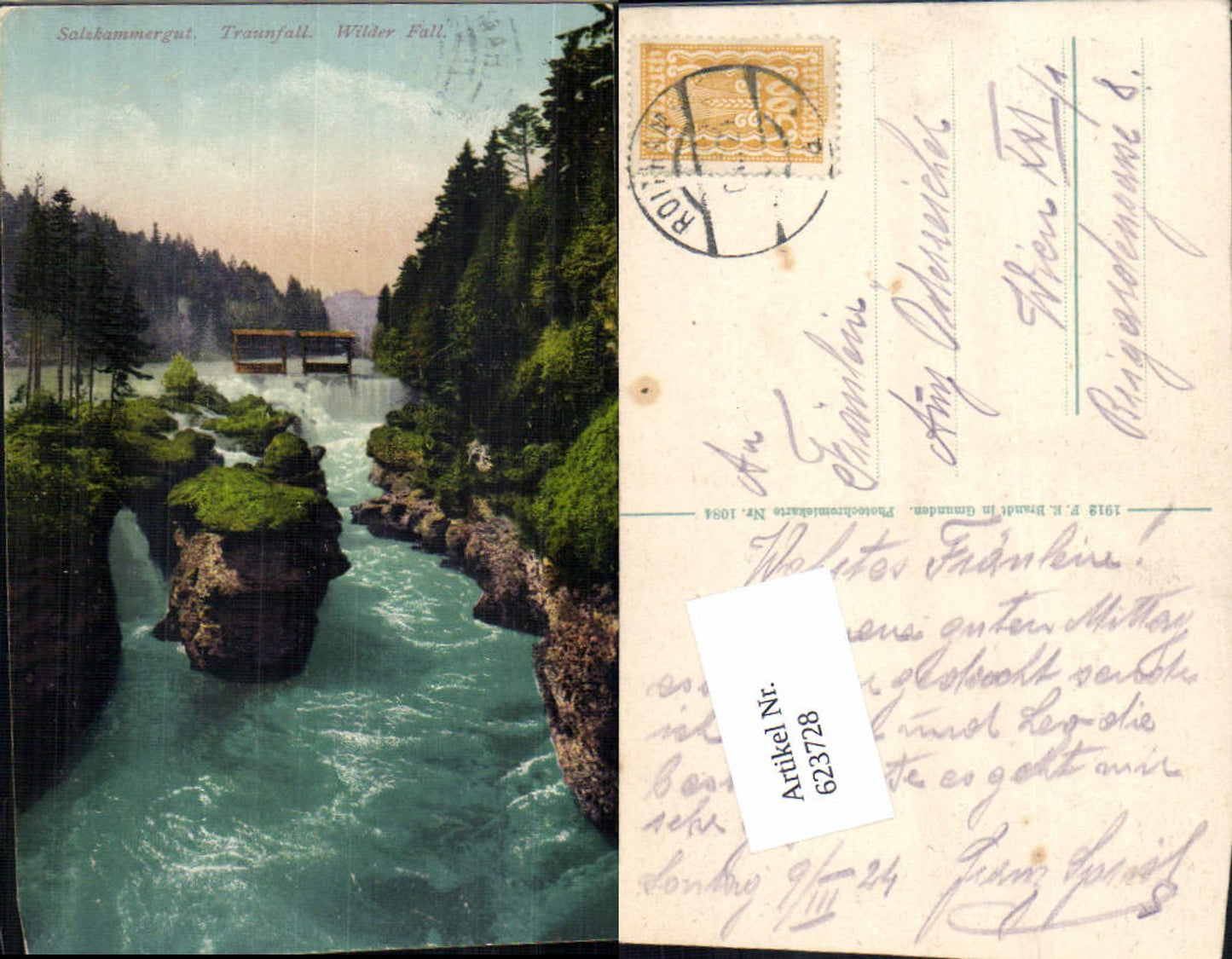 623728,Traunfall bei Roitham Gmunden Salzkammergut pub Brandt 1084