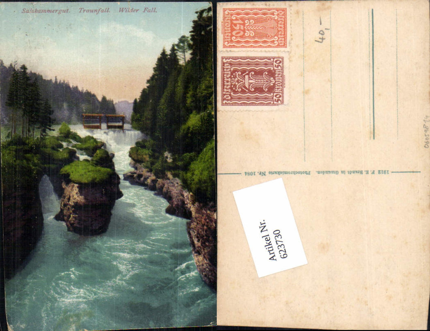 623730,Traunfall bei Roitham Gmunden Salzkammergut pub Brandt 1084