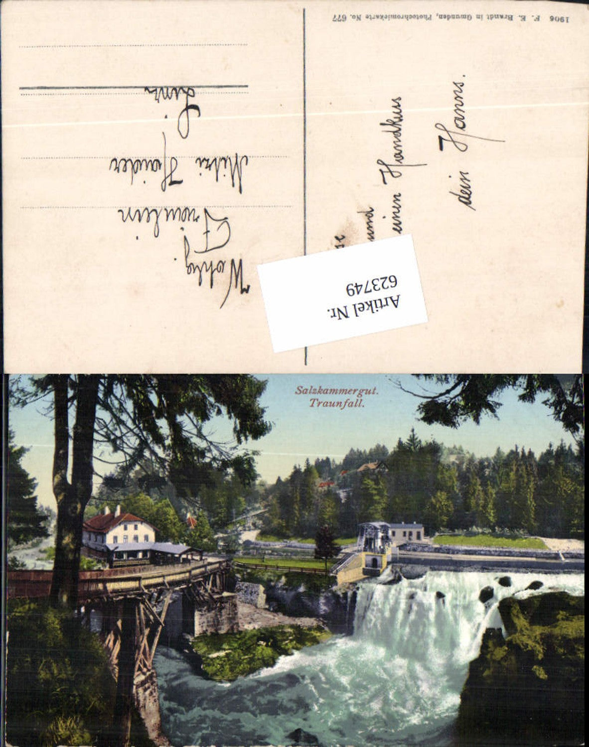 623749,Traunfall bei Roitham Gmunden Salzkammergut Wehr pub Brandt 677