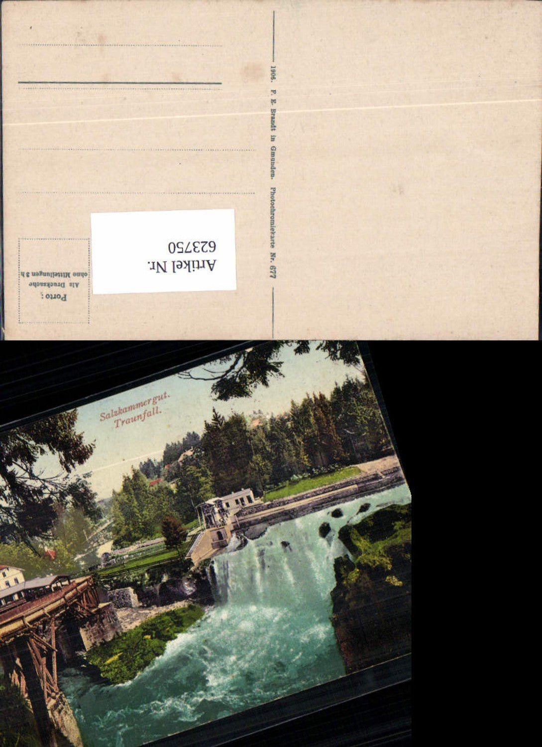 623750,Traunfall bei Roitham Gmunden Salzkammergut pub Brandt 677