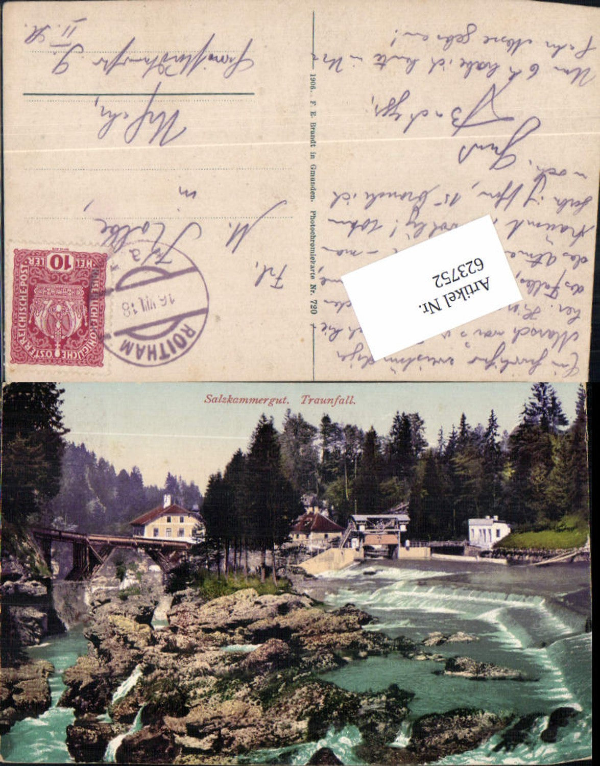 623752,Traunfall bei Roitham Gmunden Salzkammergut pub Brandt 720
