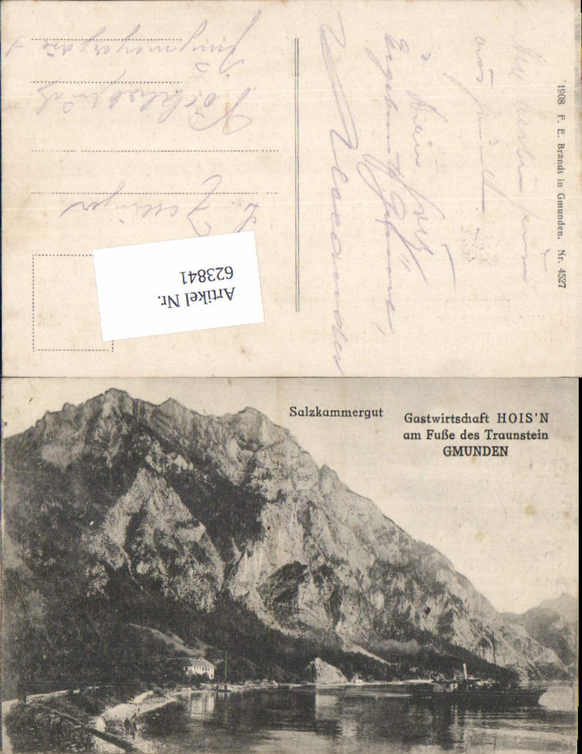 623841,Gmunden am Traunsee Gasthof Hoisn m. Traunstein pub Brandt 4527