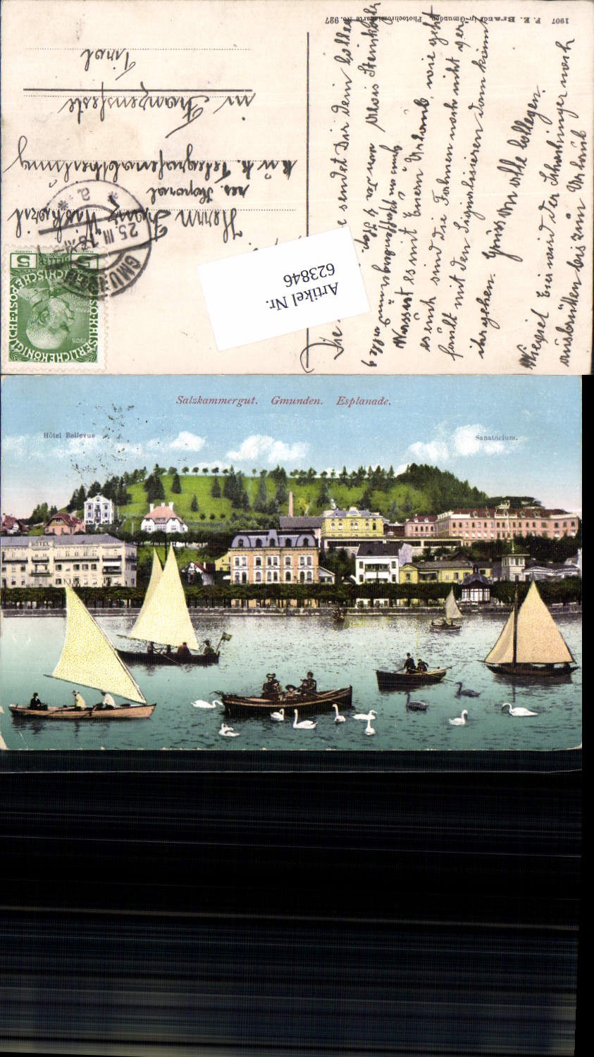 623846,Gmunden am Traunsee Esplanade Hotel Bellevue Schiffe pub Brandt 927