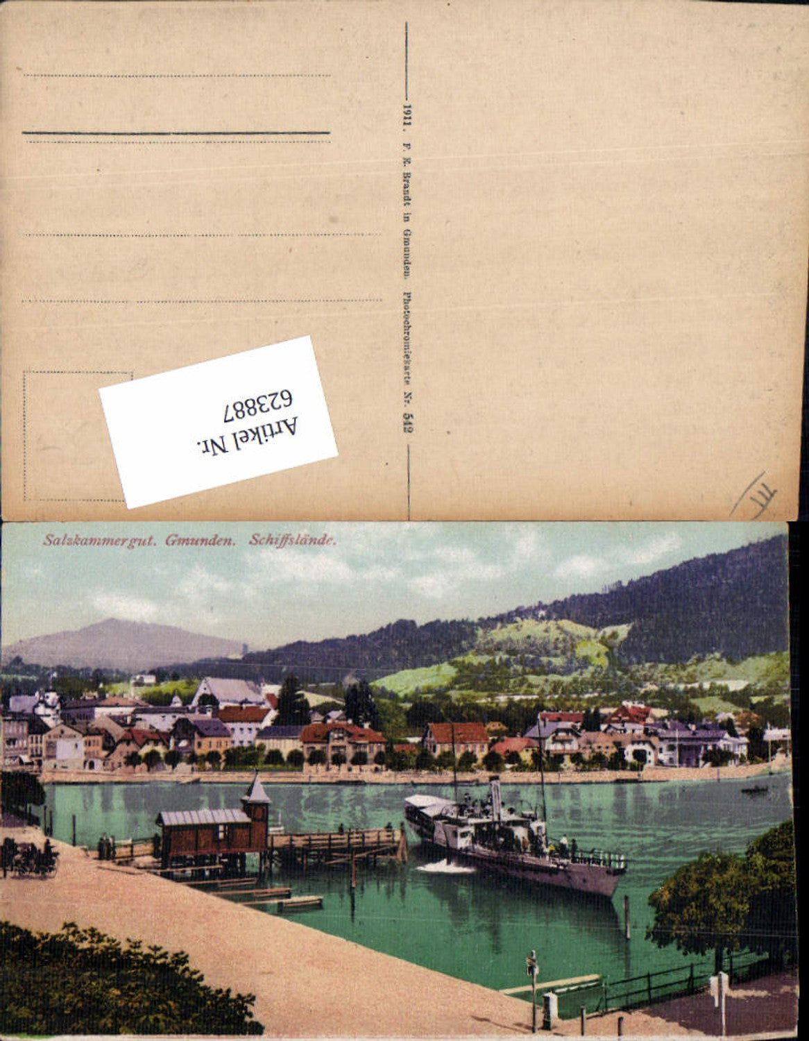 623887,Gmunden am Traunsee Schiffslände Dampfer pub Brandt 542