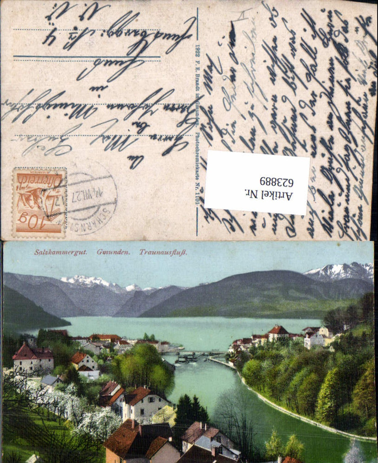 623889,Gmunden am Traunsee Traunausfluss Partie pub Brandt 1101