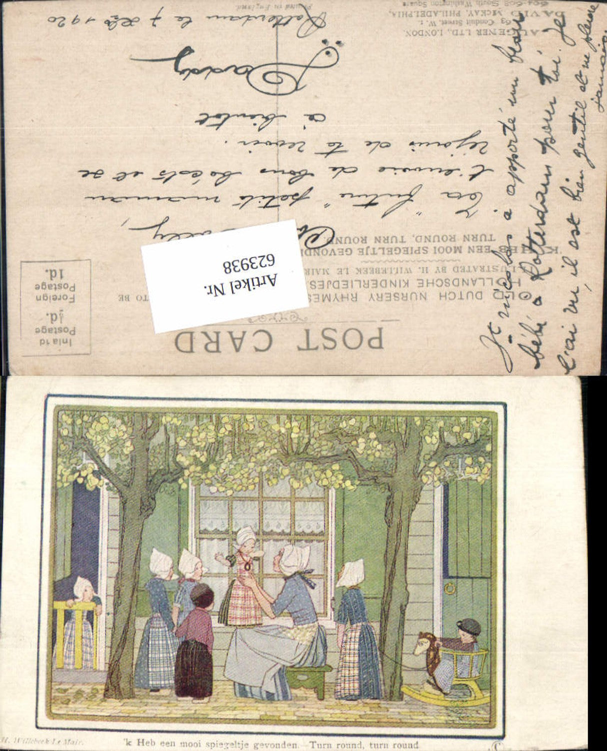 623938,Künstler AK Hildegard Willebeek Le Mair Kinder Schaukelpferd