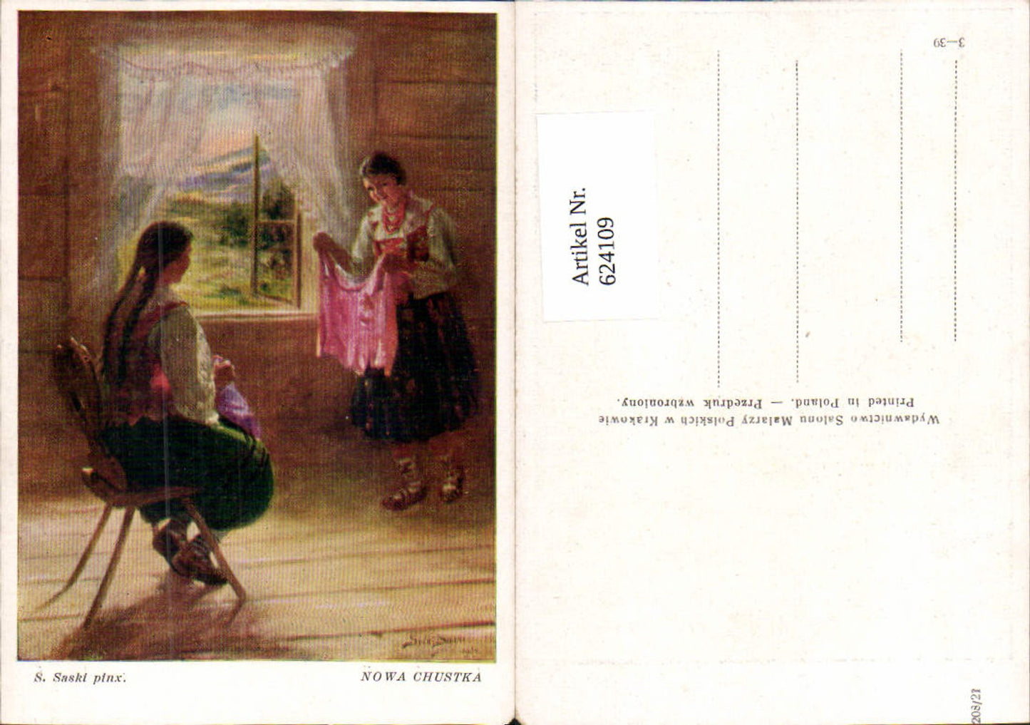 624109,Künstler AK S. Saski Nowa Chustka Tracht Tschechische