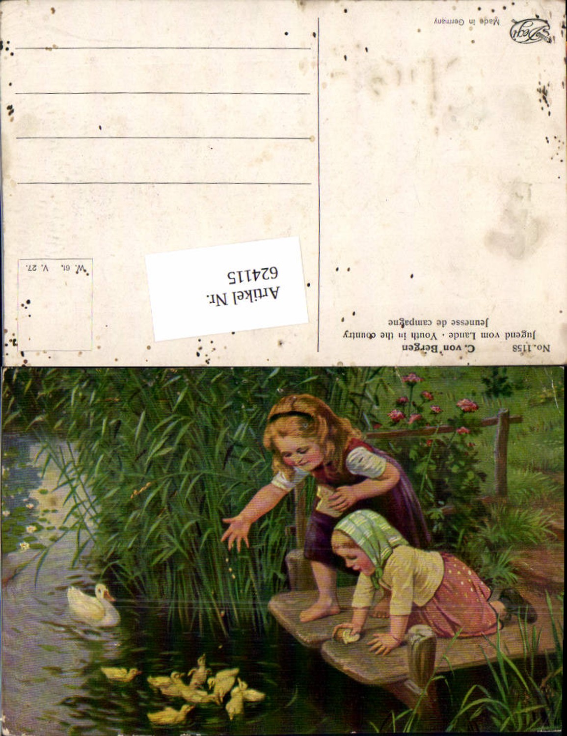 624115,Künstler AK C. Von Bergen Jugend vom Lande pub DEGI Ölgemälde AK 1158