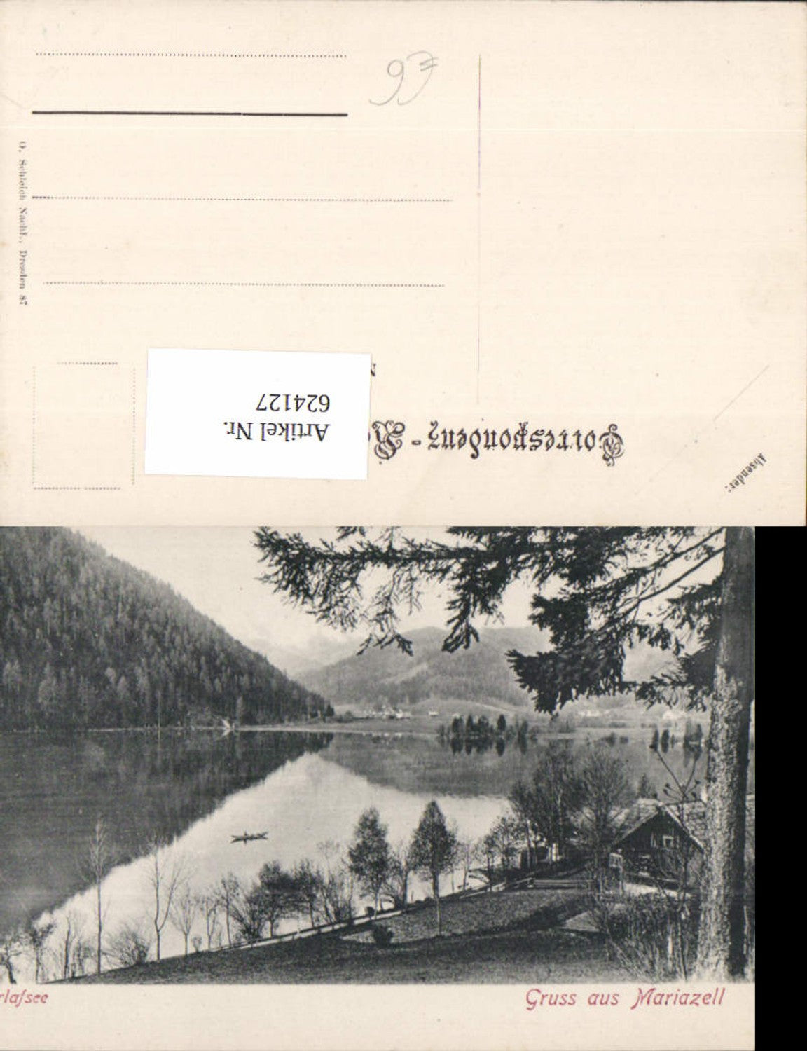 624127,Gruss aus Mariazell Maria Zell Erlaufsee Mitterbach Erlafsee pub O. Schleich 87
