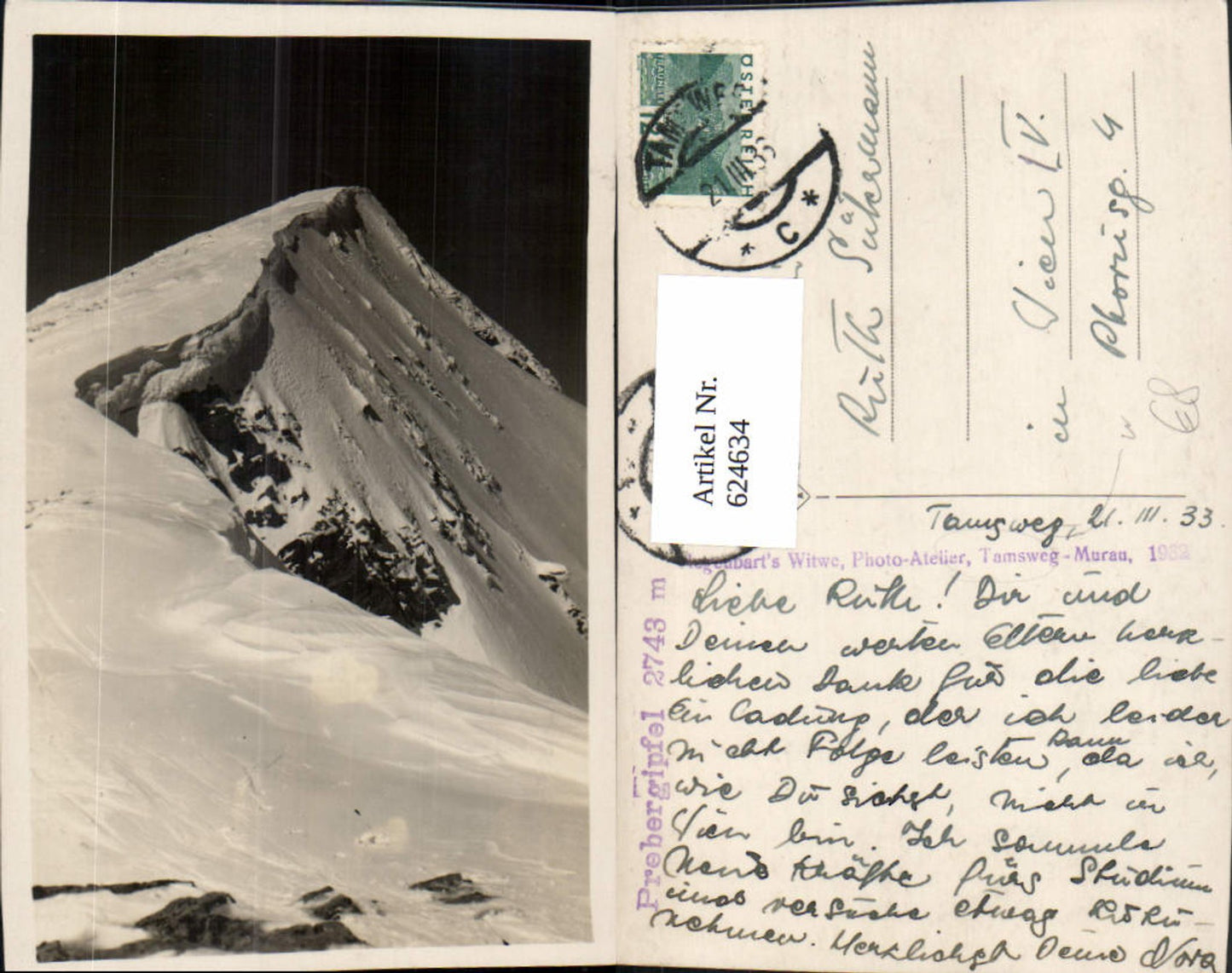 624634,Foto Ak Prebergipfel Preber b. Tamsweg