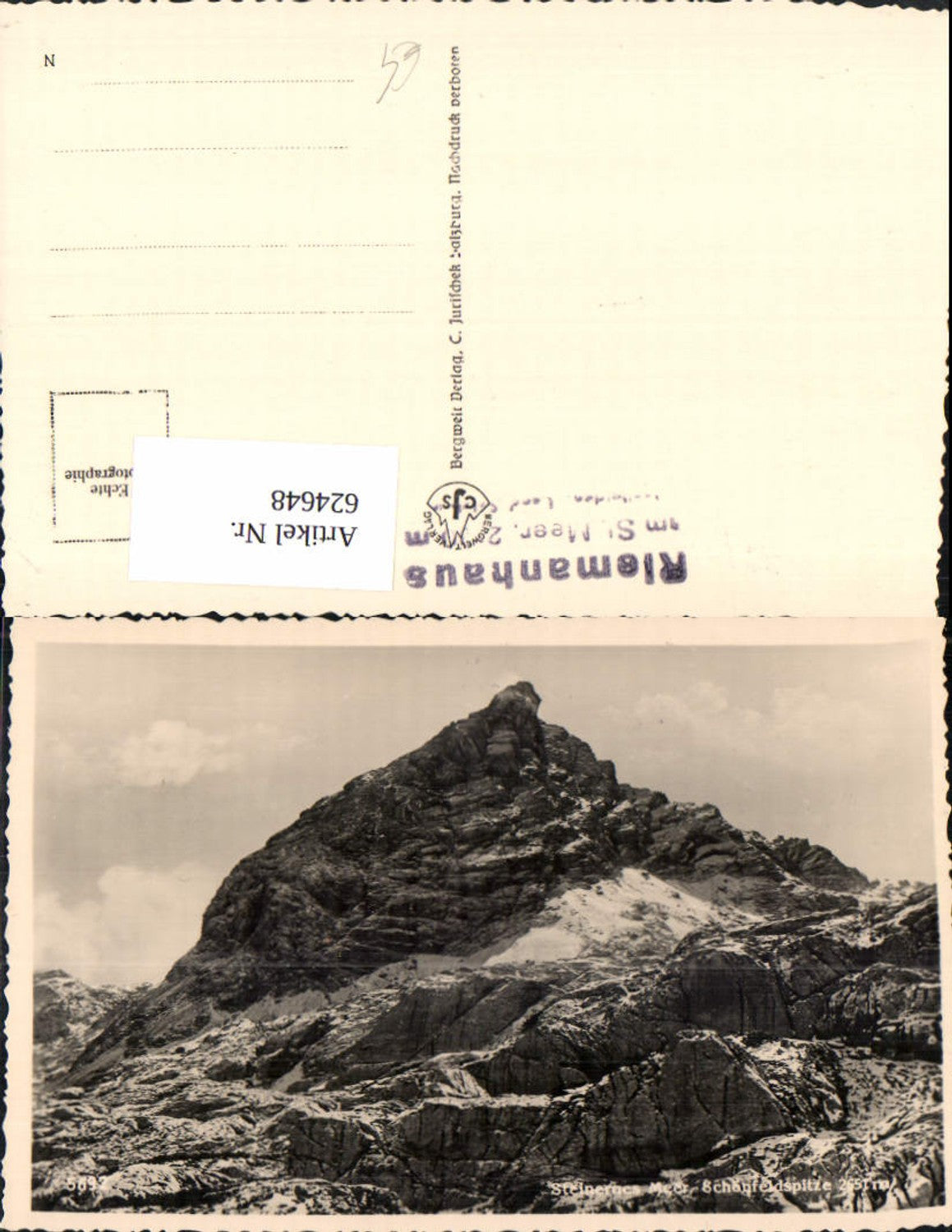 624648,Foto Ak Steinernes Meer Schönfeldspitze b. Maria Alm am Steinernen Meer