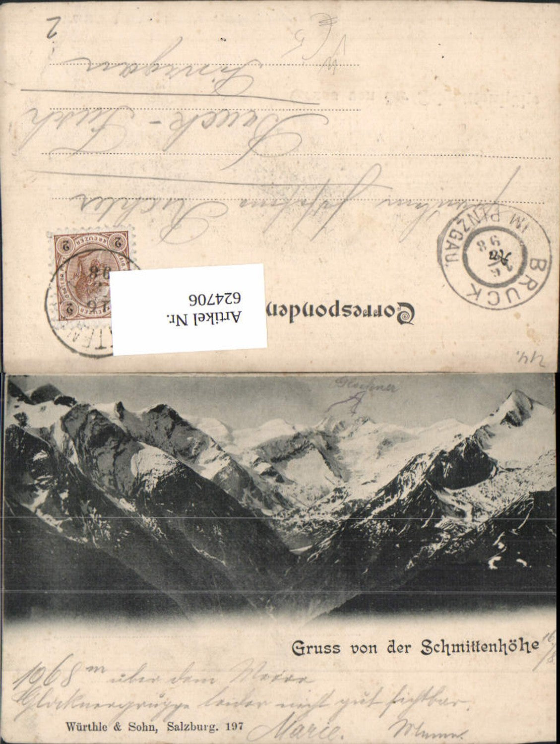 624706,Litho Schmittenhöhe b. Zell am See pub Würthle Sohn 197