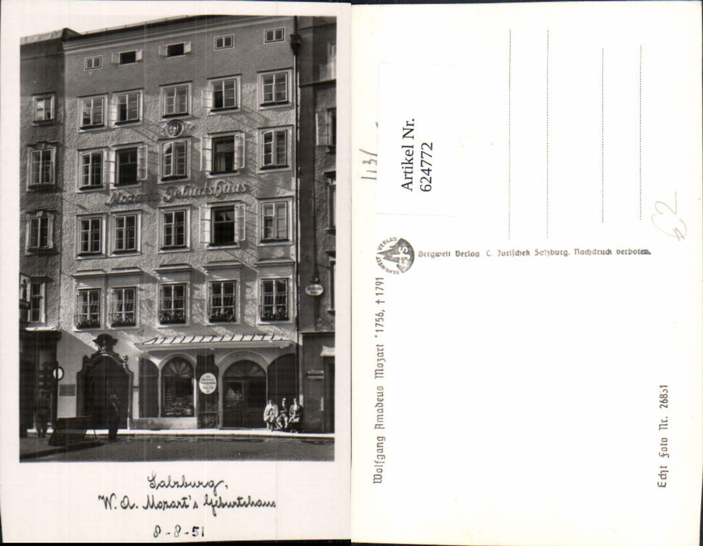 624772, Photo Ak Salzburg WA Mozart Birthplace