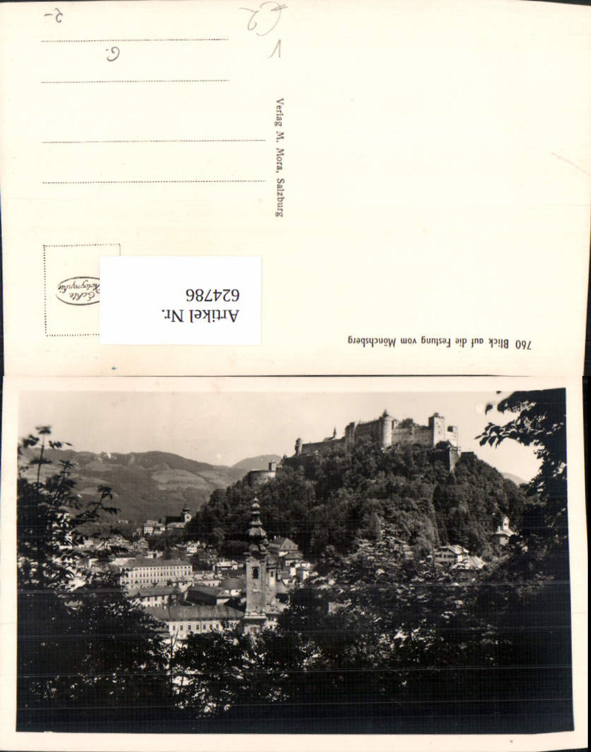 624786, Photo Ak Salzburg View of the fortress from Mönchsberg pub M. Mora