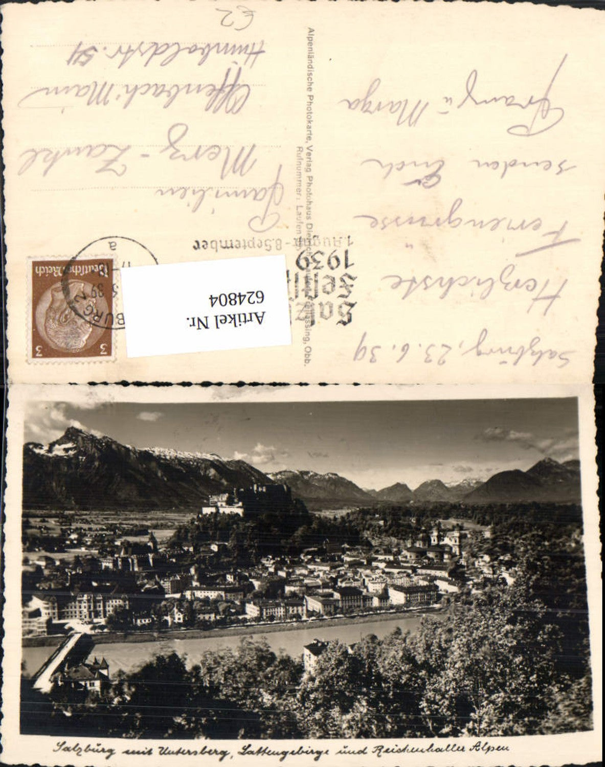 624804, Photo Ak Salzburg with Untersberg Lattengebirge and Reichenhaller Alps