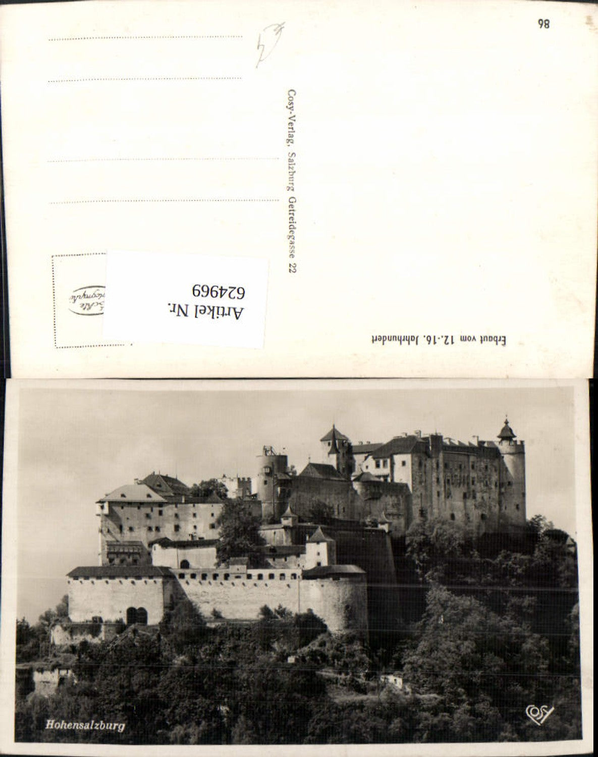 624969, Photo Ak Salzburg Hohensalzburg Fortress