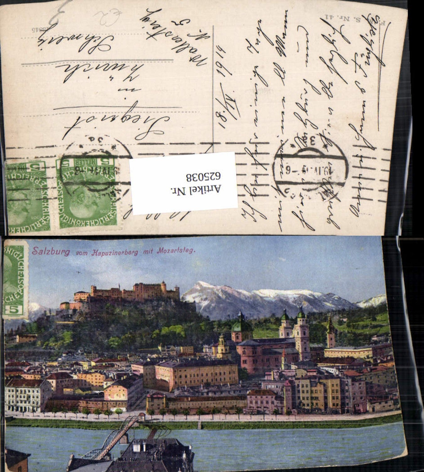 625038, Salzburg from Kapuzinerberg with Mozartsteg bridge