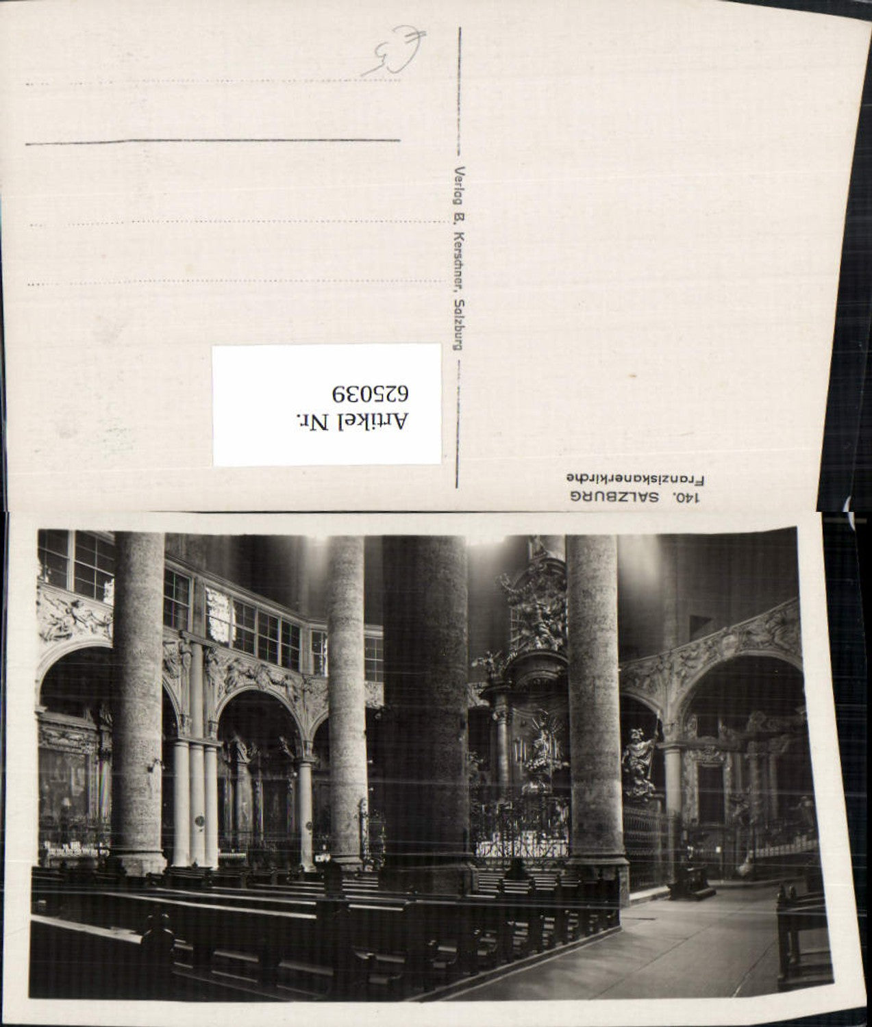 625039, Photo Ak Salzburg Franciscan Church Interior view
