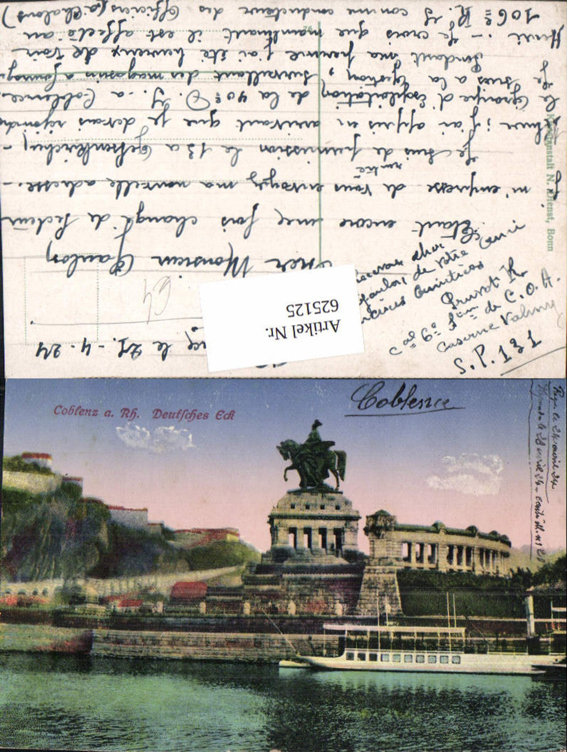 625125,Koblenz Coblenz a. Rhein Deutsches Eck Schiff