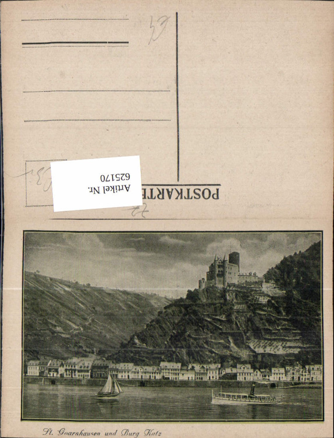 625170,St Goarshausen u. Burg Katz Schiff Dampfer Segelboot