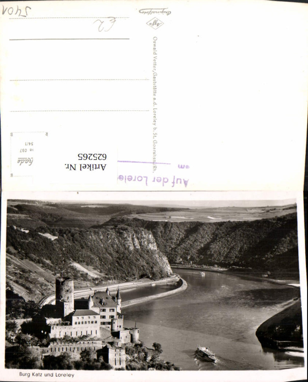 625265,Foto Ak Burg Katz u. Loreley Schiff Dampfer