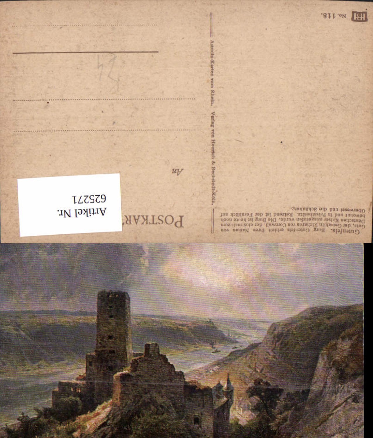 625271,Künstler Ak Astudin Burg Gutenfels