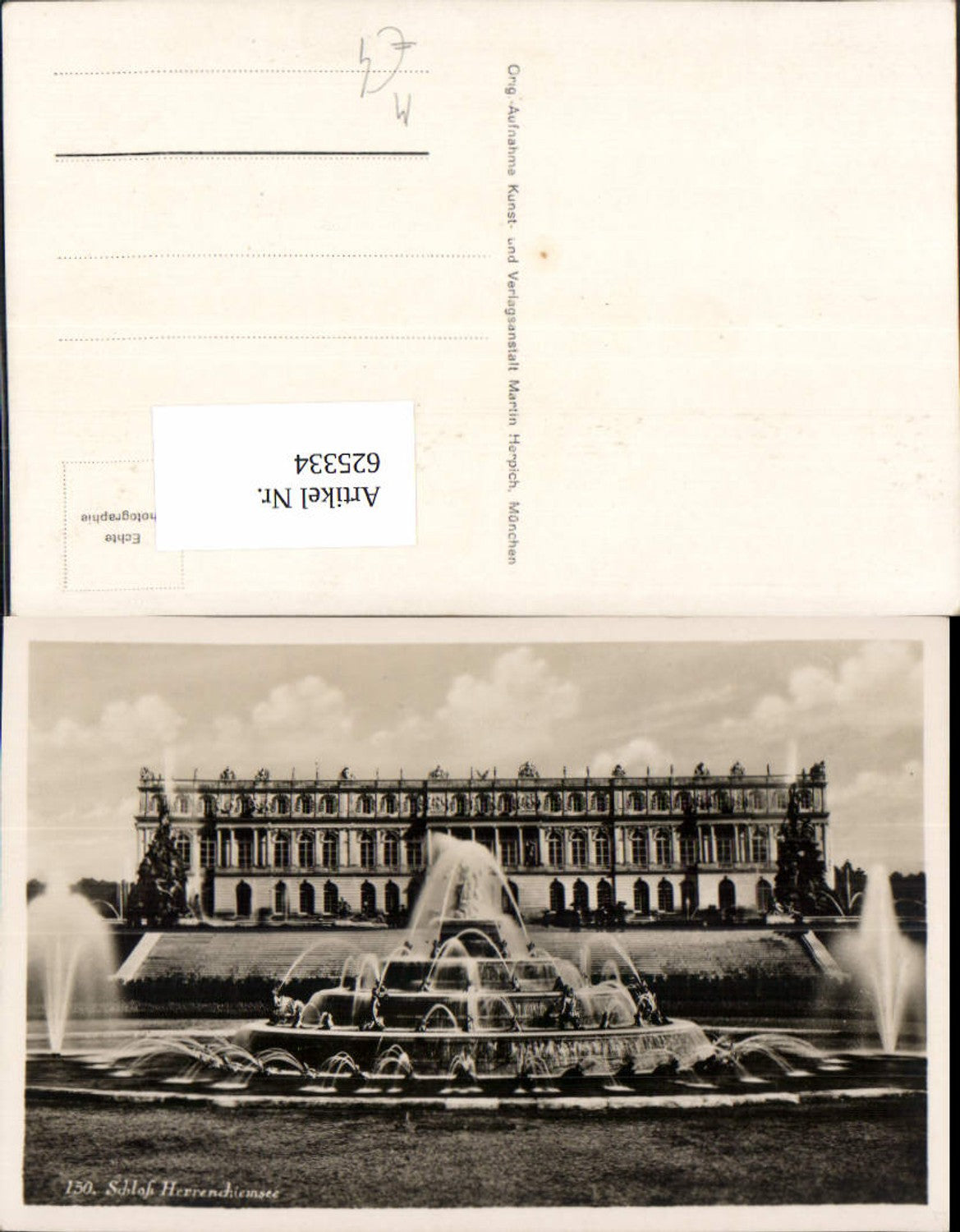 625334,Foto Ak Chiemsee Schloss Herrenchiemsee Brunnen