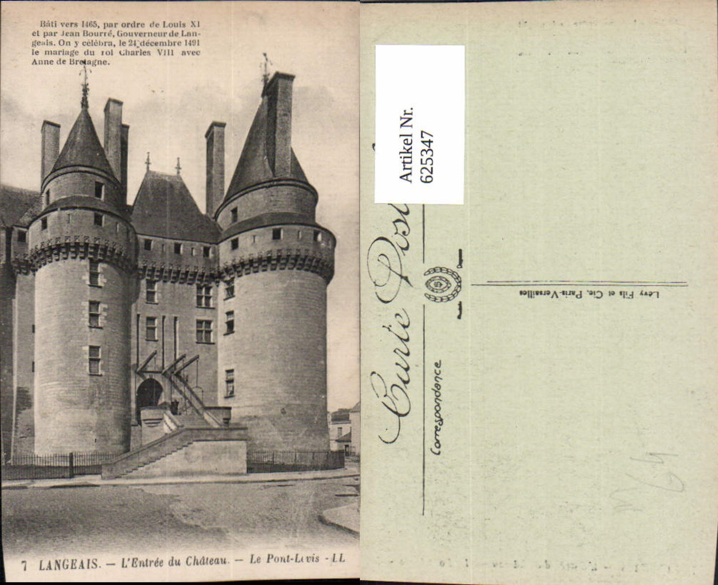 625347,Langeais L Entree du Chateau Le Pont Levis Schloss France