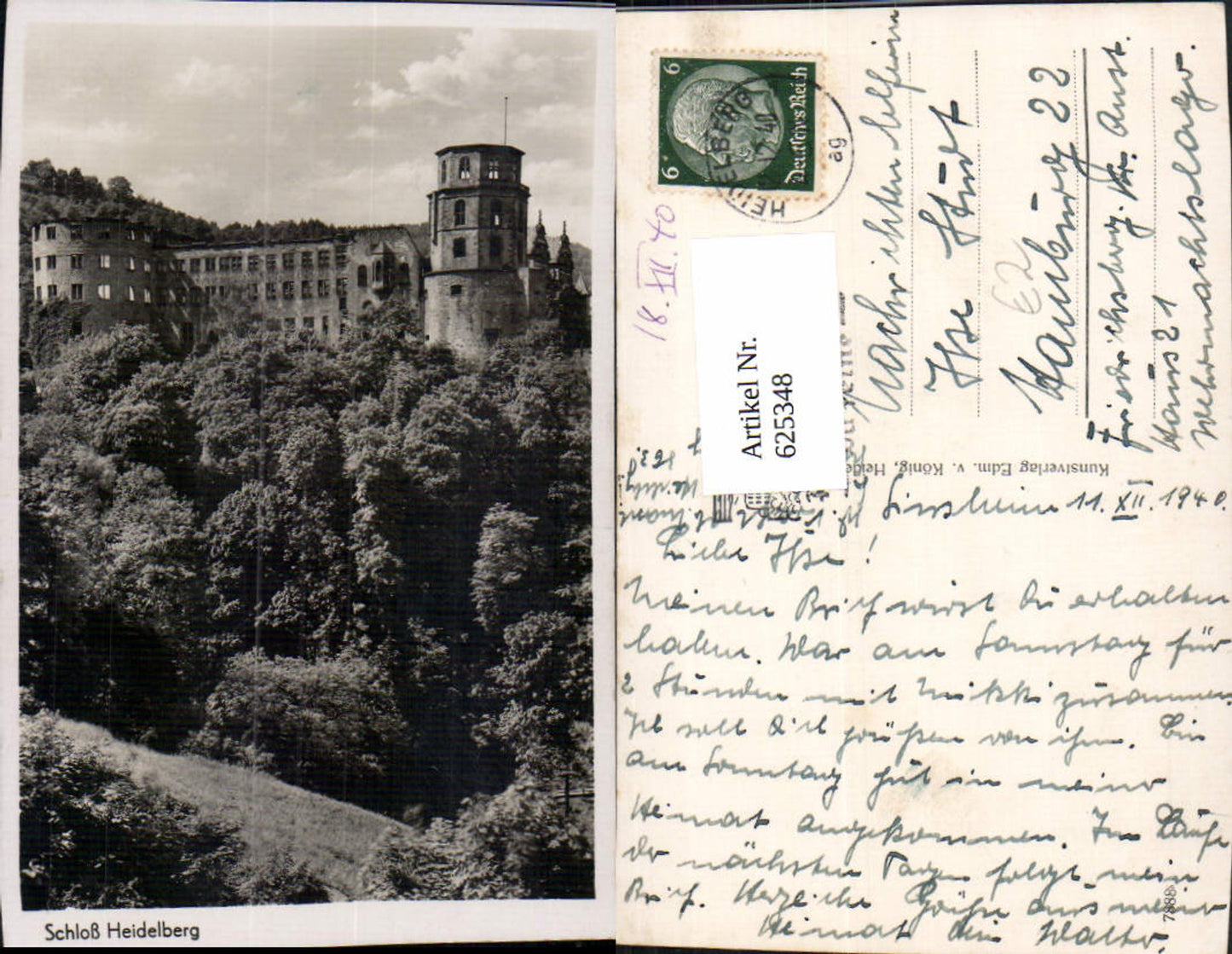 625348,Foto Ak Schloss Heidelberg