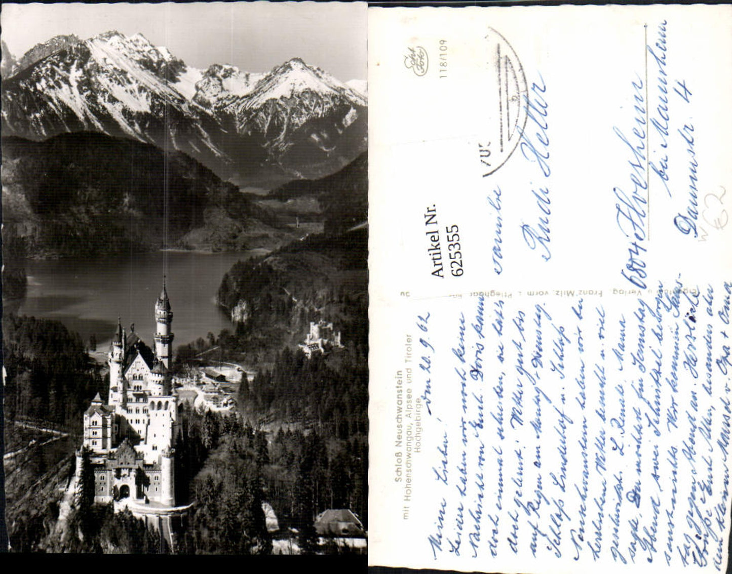 625355,Foto Ak Schwangau Schloss Neuschwanstein m. Hohenschwangau Alpsee