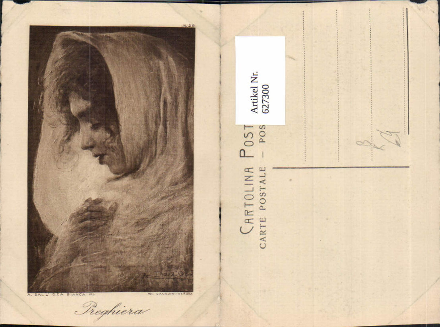 627300,Künstler Ak A. Dall Oca Bianca Preghiera Frau Portait
