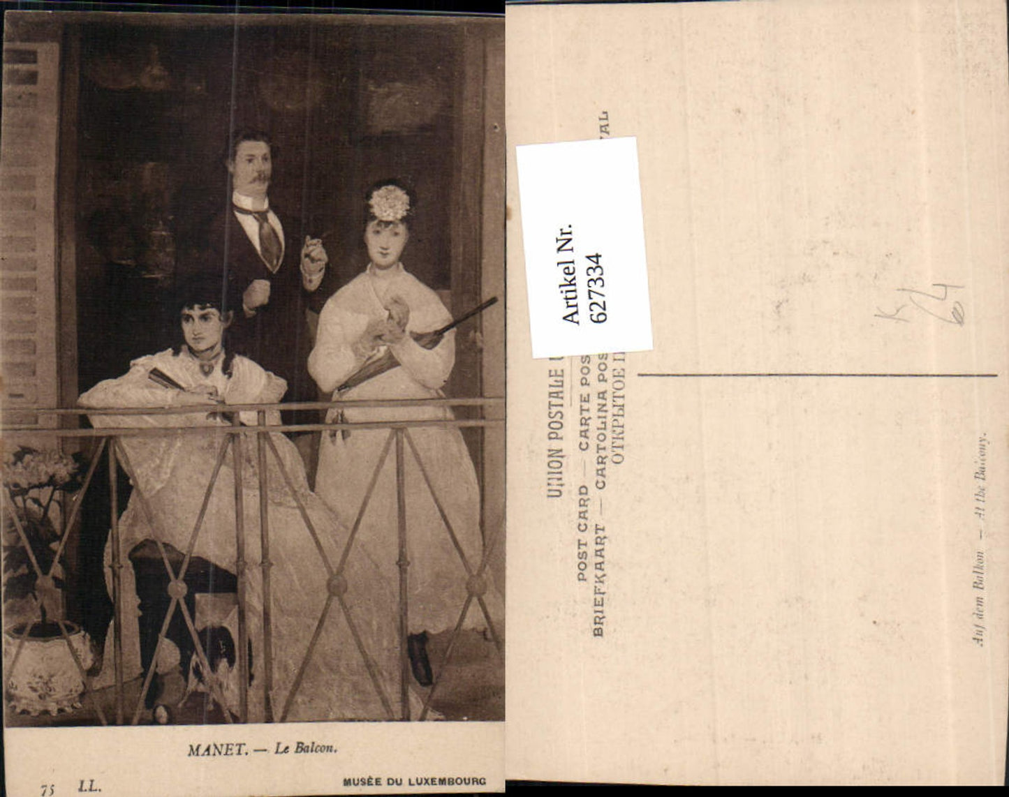 627334,Künstler Ak Manet Le Balcon Auf dem Balkon Mann m. Frauen Rauchen