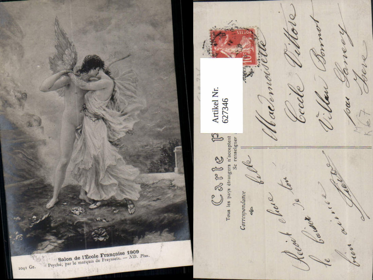 627346,Künstler Ak Psyche par le marquis de Fraysseix Fabelwesen Kuss Frau Liebe