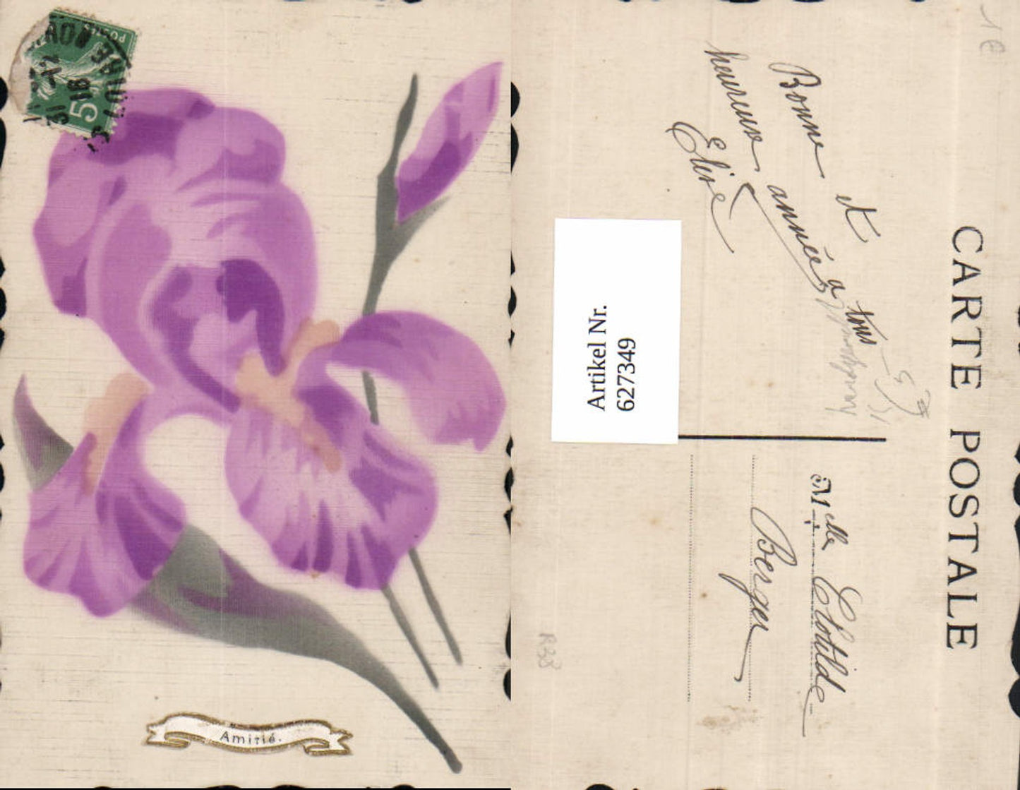 627349,Künstler Ak Handgemalt Blume Blüte Amitie Schwertlilien