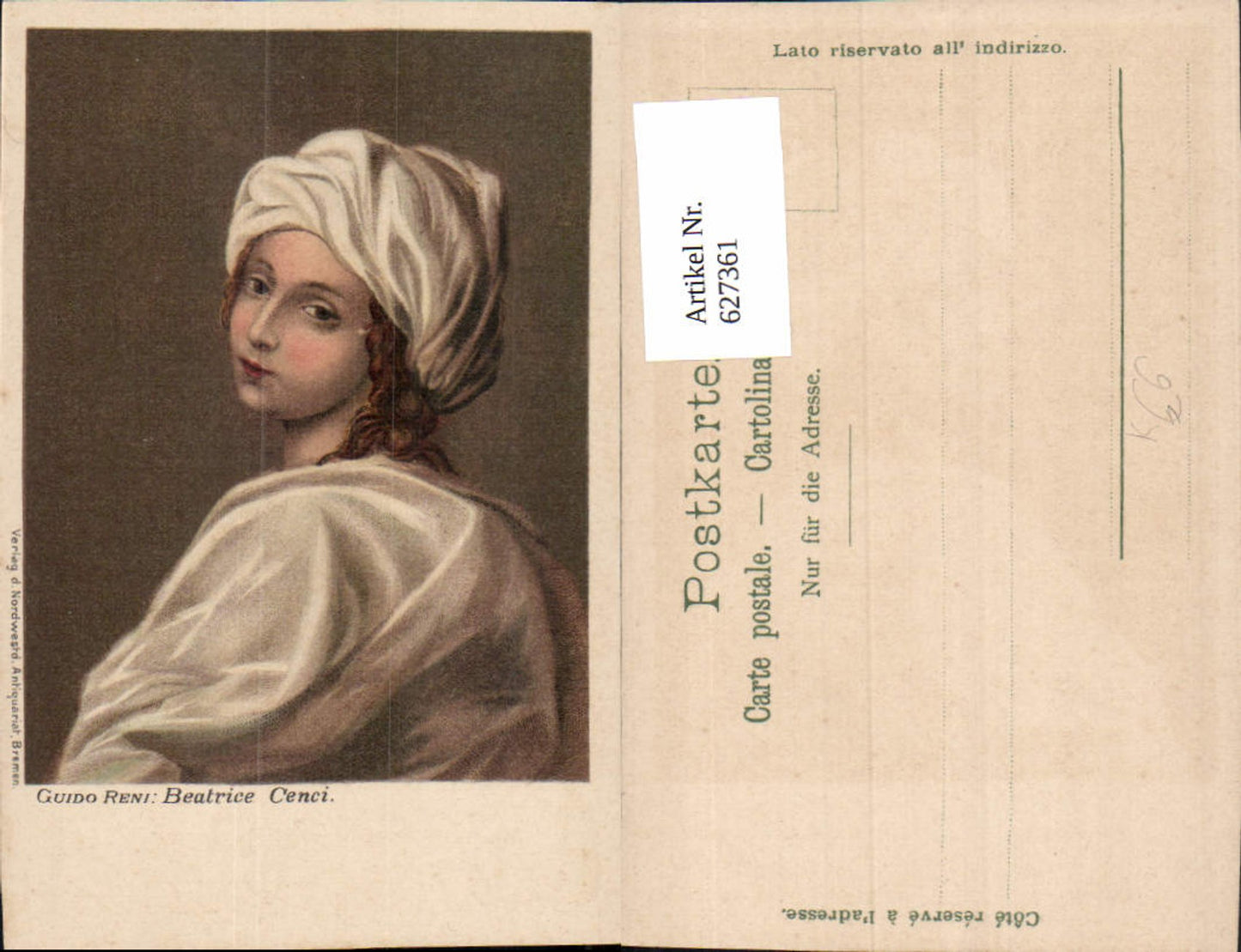 627361,Künstler Ak Guido Reni Beatrice Cenci Frau Mädchen Portrait