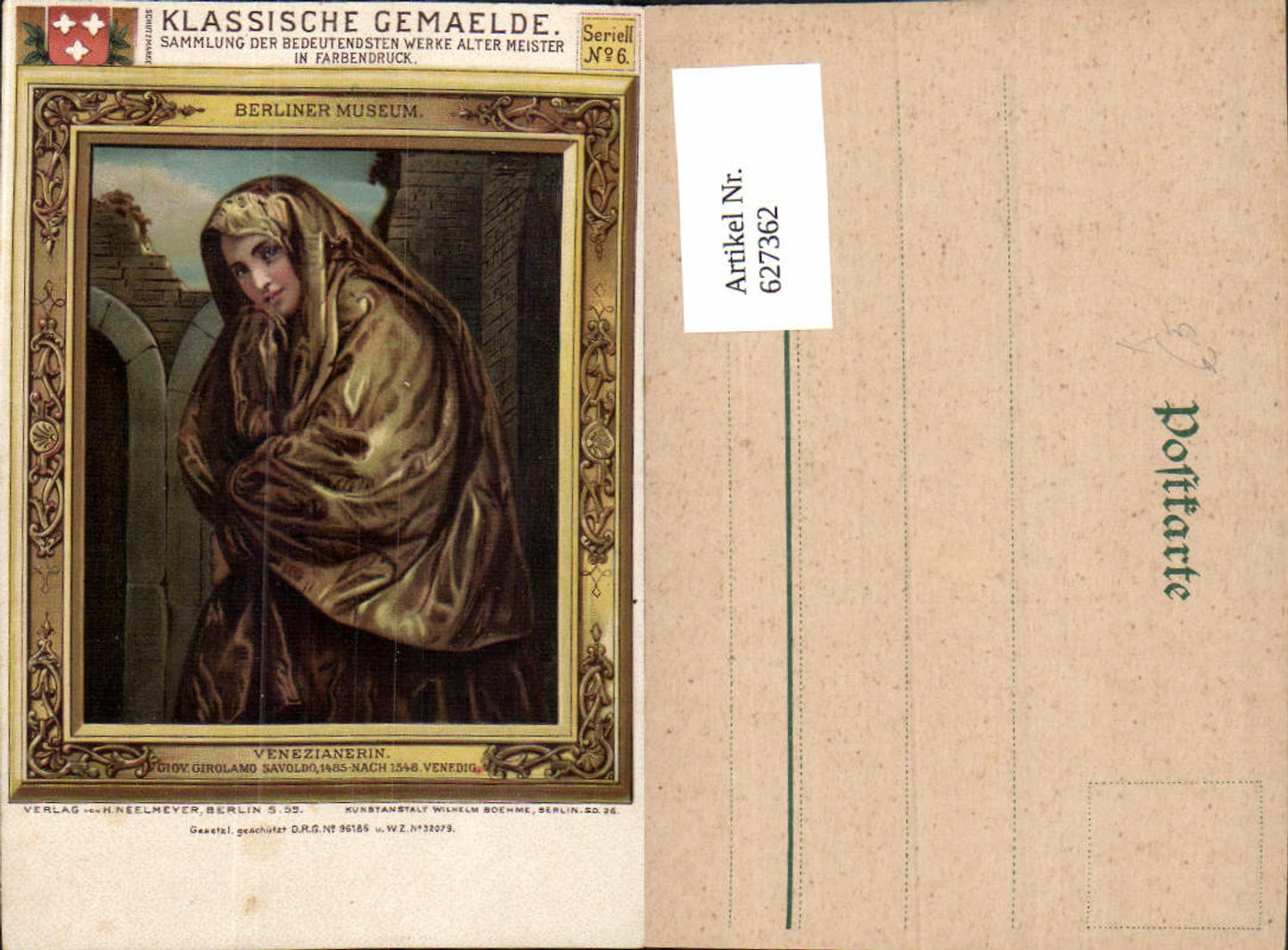 627362,Künstler Ak Giov. Girolamo Savoldo Venezianerin Berliner Museum