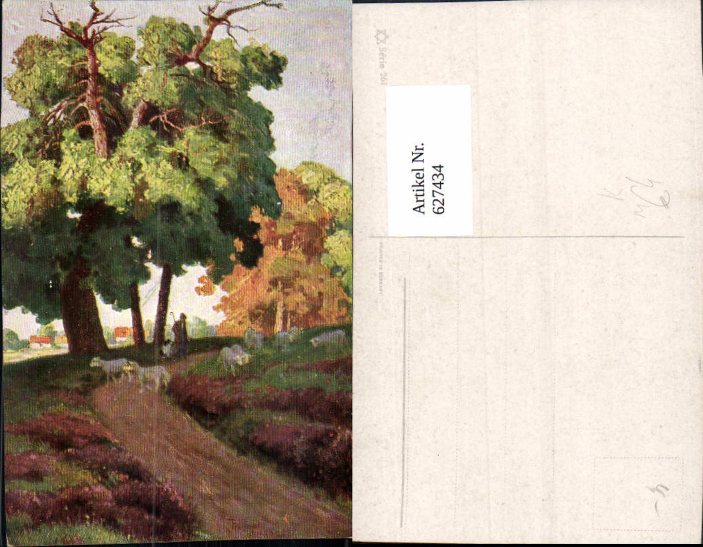 627434,Künstler Ak Hirte Schäfer Schafe Landschaft