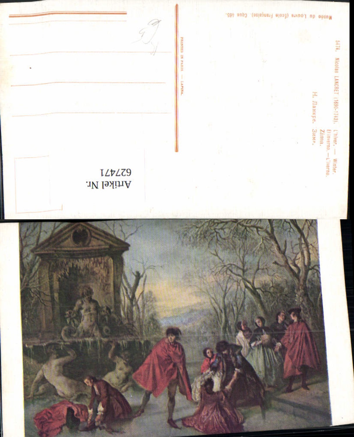 627471,Künstler Ak Nicolas Lancret L hiver Winter Eislaufen Brunnen