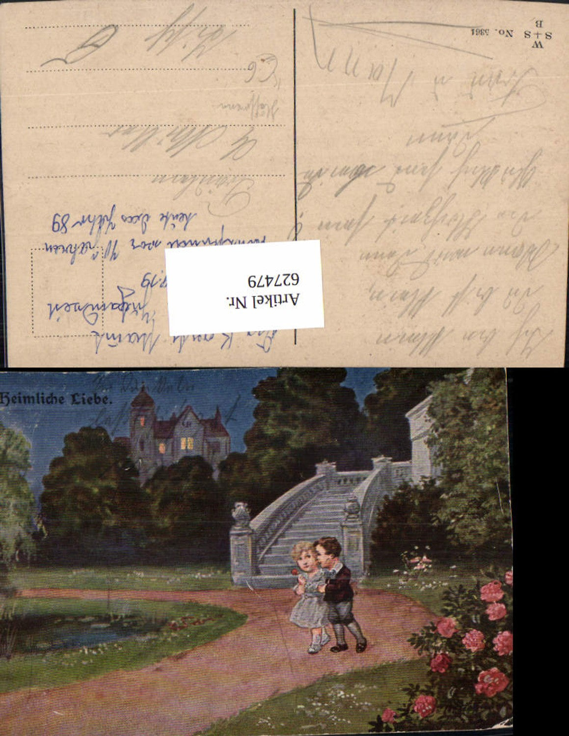 627479,Künstler Ak Hoffmann Kinder Park b. Nacht Heimliche Liebe