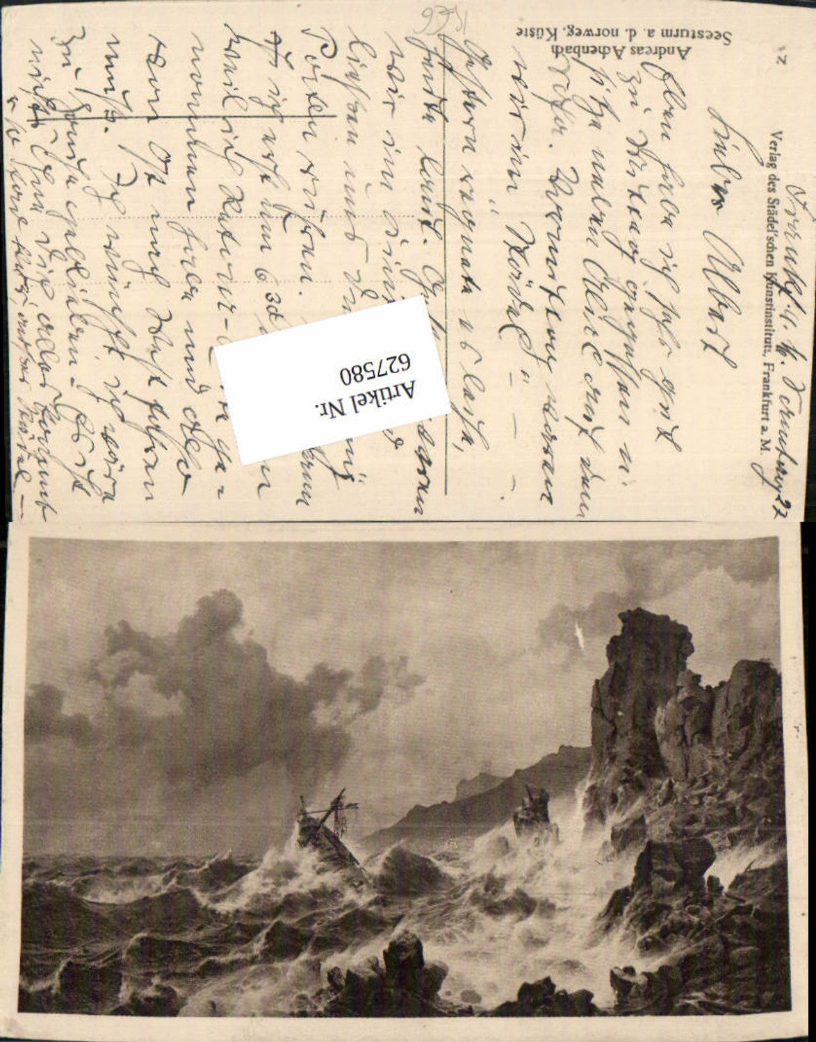 627580,Künstler Ak Andreas Achenbach Seesturm a. d. Norweg. Küste