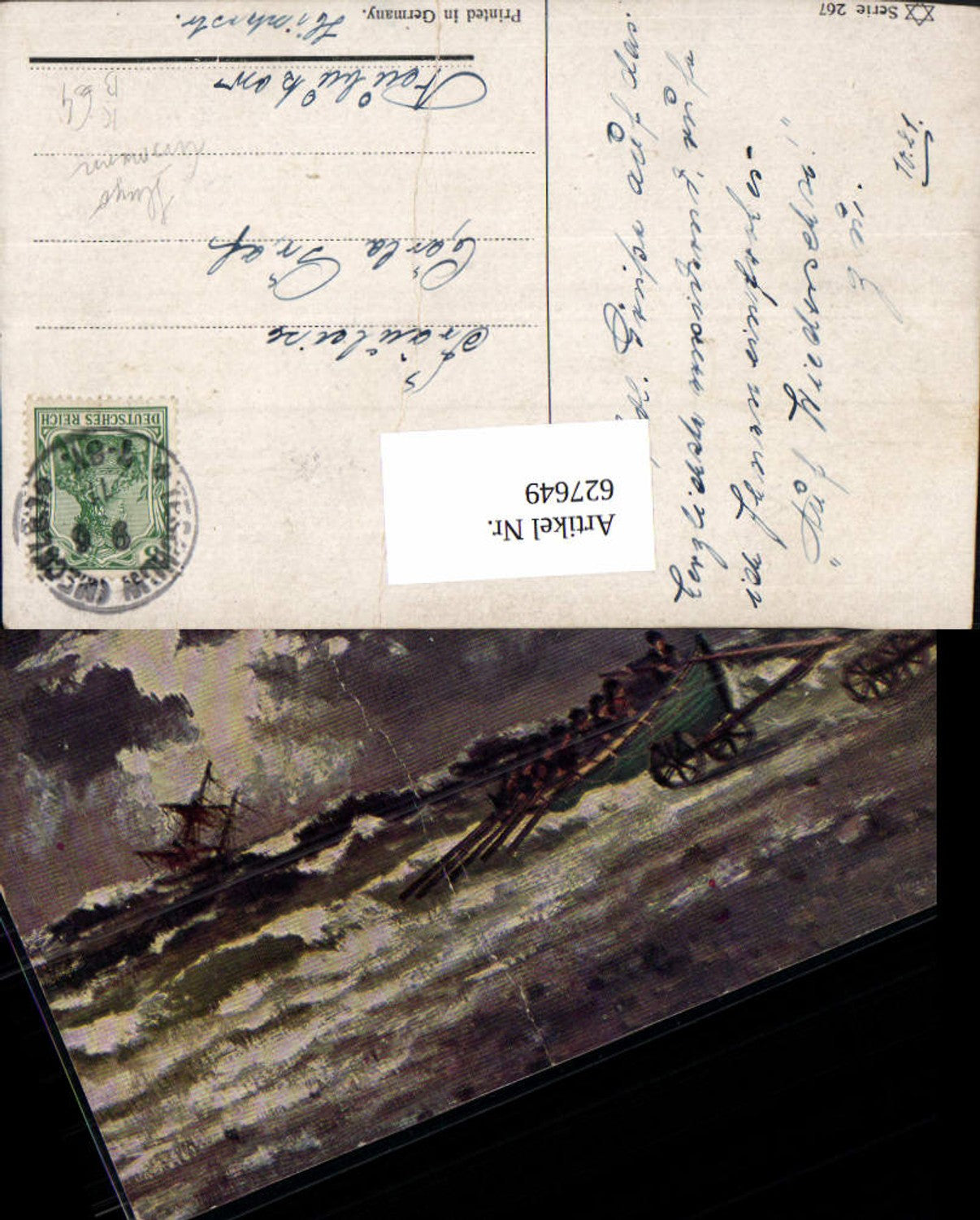 627649,Künstler Ak Hugo Lissmann Segelschiff a. Sinken Boot Ufer Ruderboot
