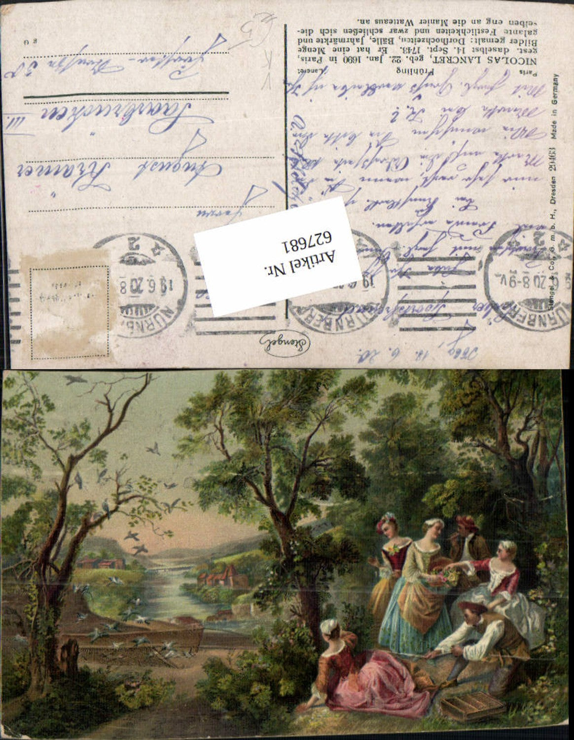 627681, Artist Ak Nicolas Lancret Spring Women Men Taboos Birds Landscape pub Stengel Co 29463