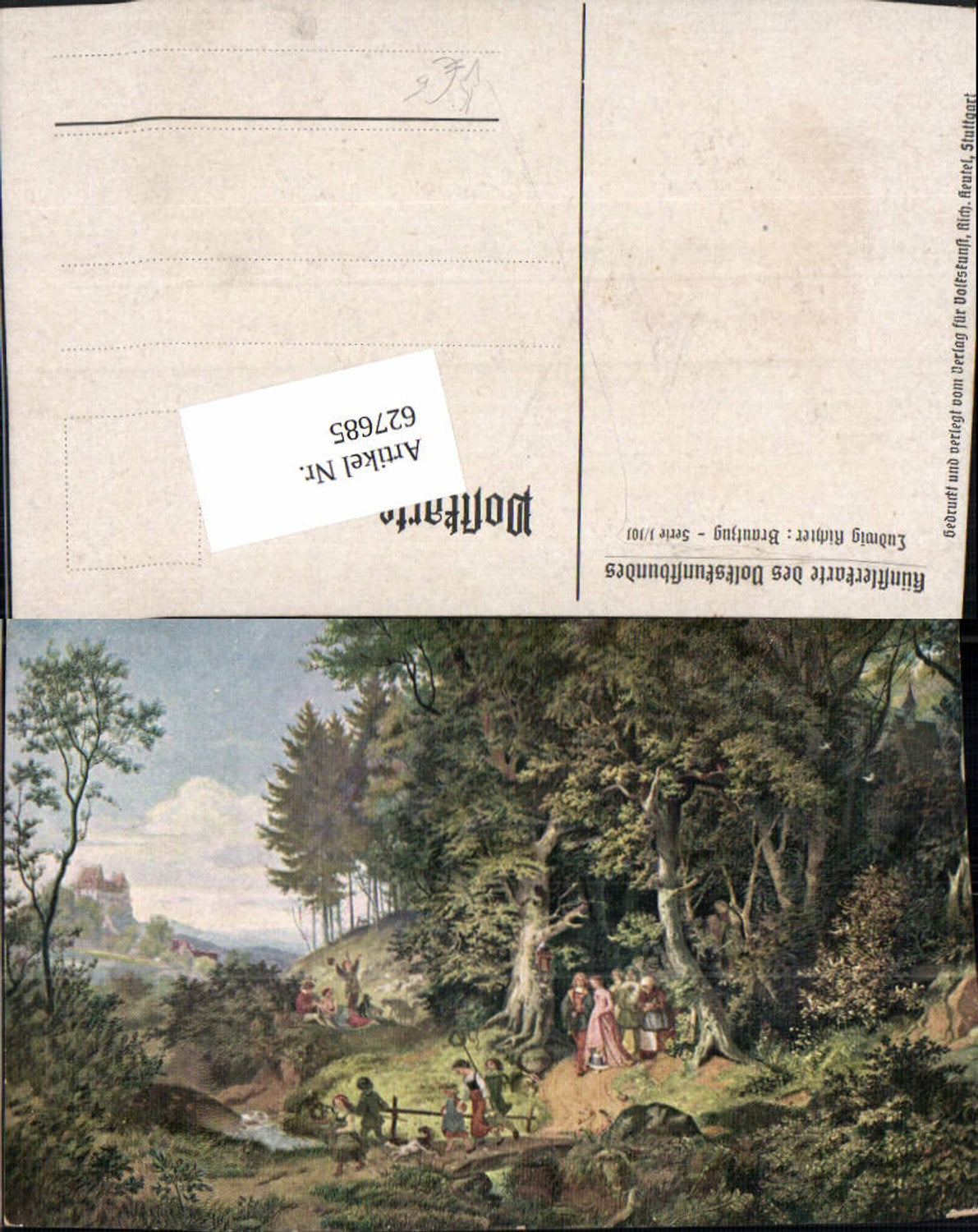 627685,Künstler Ak Ludwig Richter Brautzug Landschaft pub Volkskunstbundes 1/101