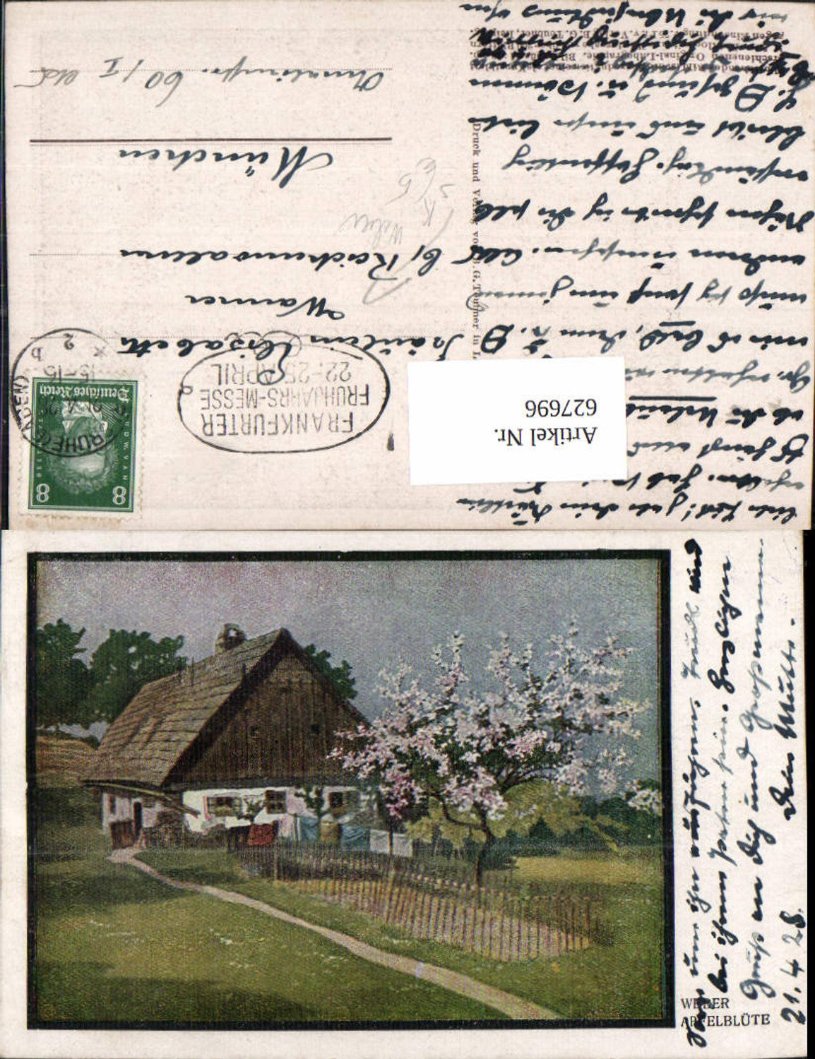627696,Künstler Ak Weber Apfelblüte Stempel Frankfurter Frühjahrs-Messe 1928