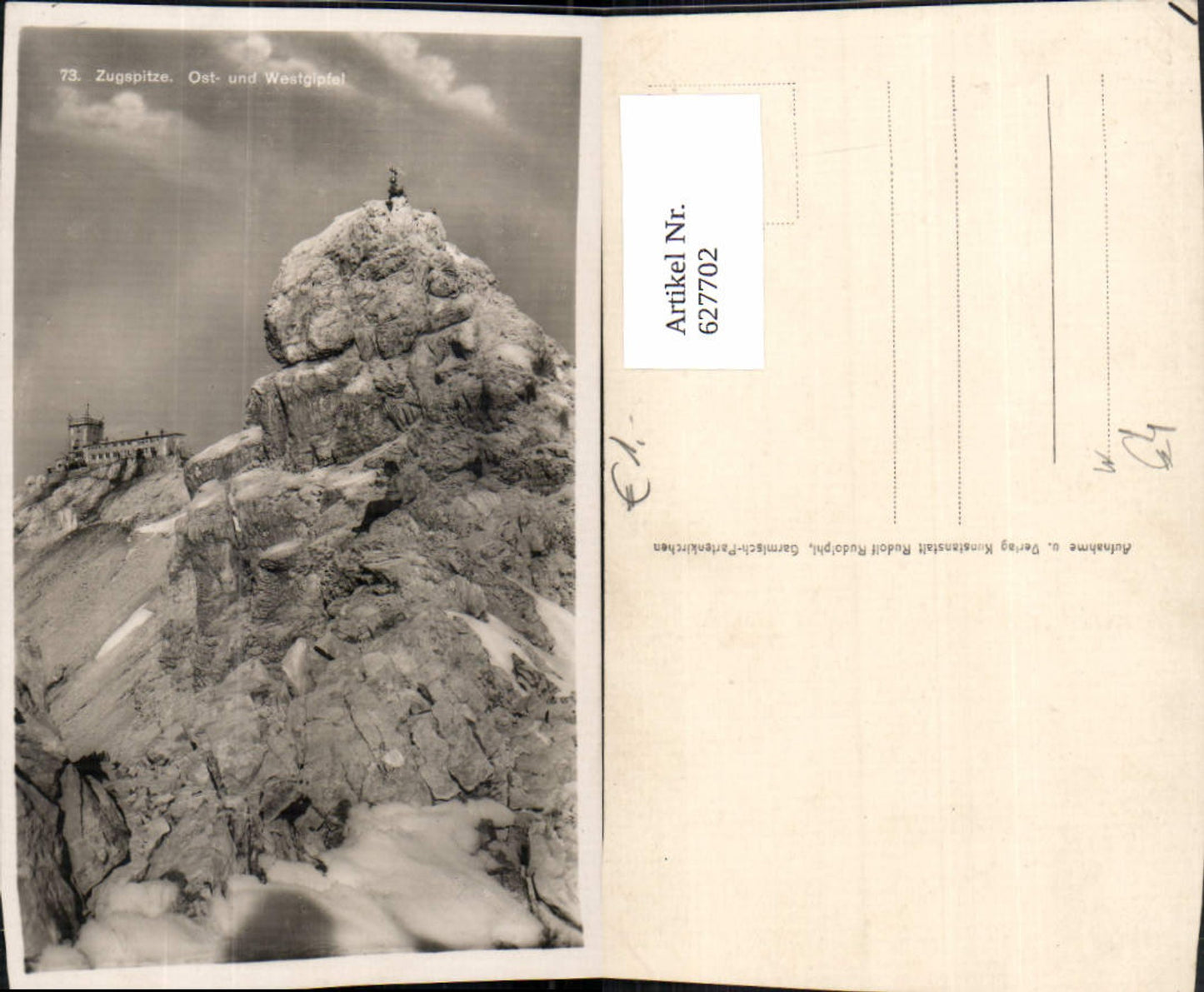 627702, Photo Ak Zugspitze East and West Summits Garmisch-Partenkirchen