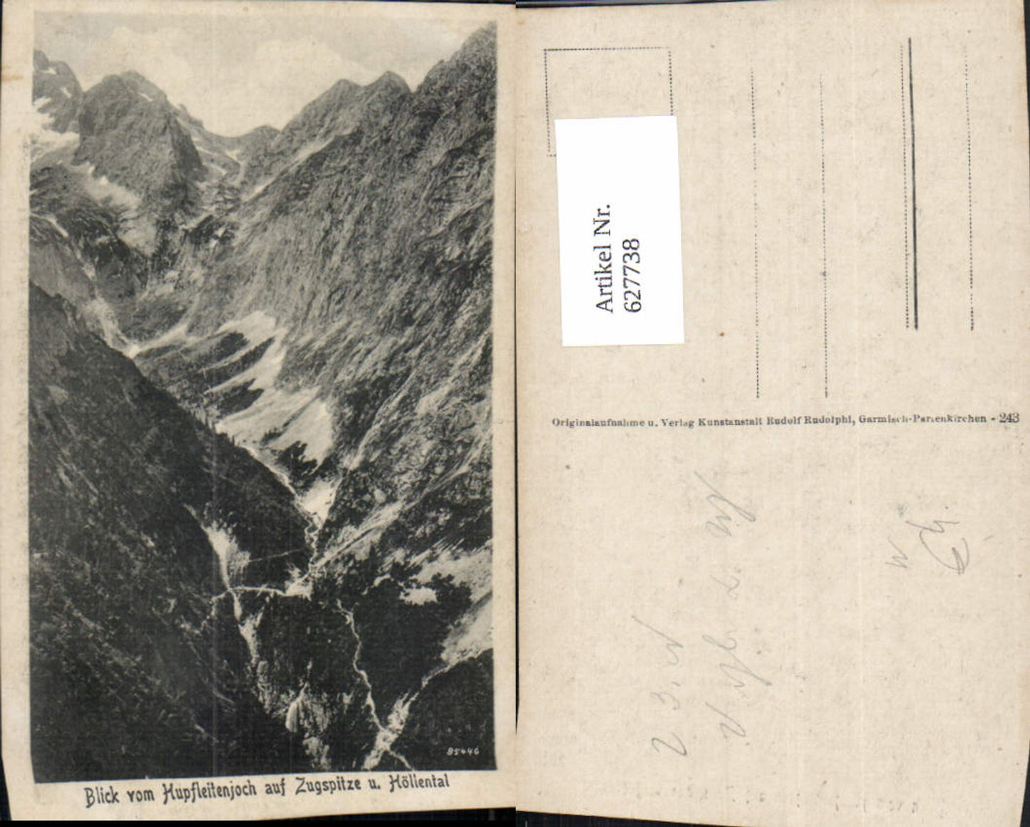 627738,Grainau Blick v. Hupfleitenjoch auf Zugspitze u. Höllental