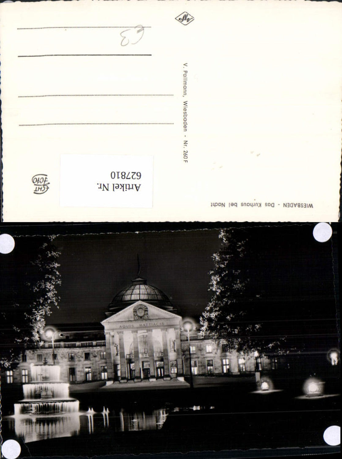 627810,Foto Ak Wiesbaden Kurhaus b. Nacht