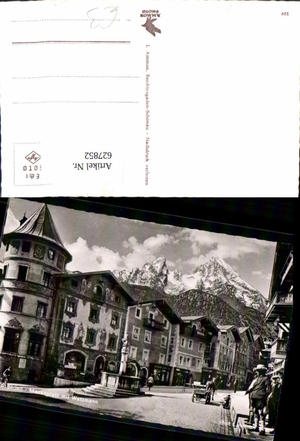 627852, Photo Ak Berchtesgaden Market Square with Watzmann Fountain