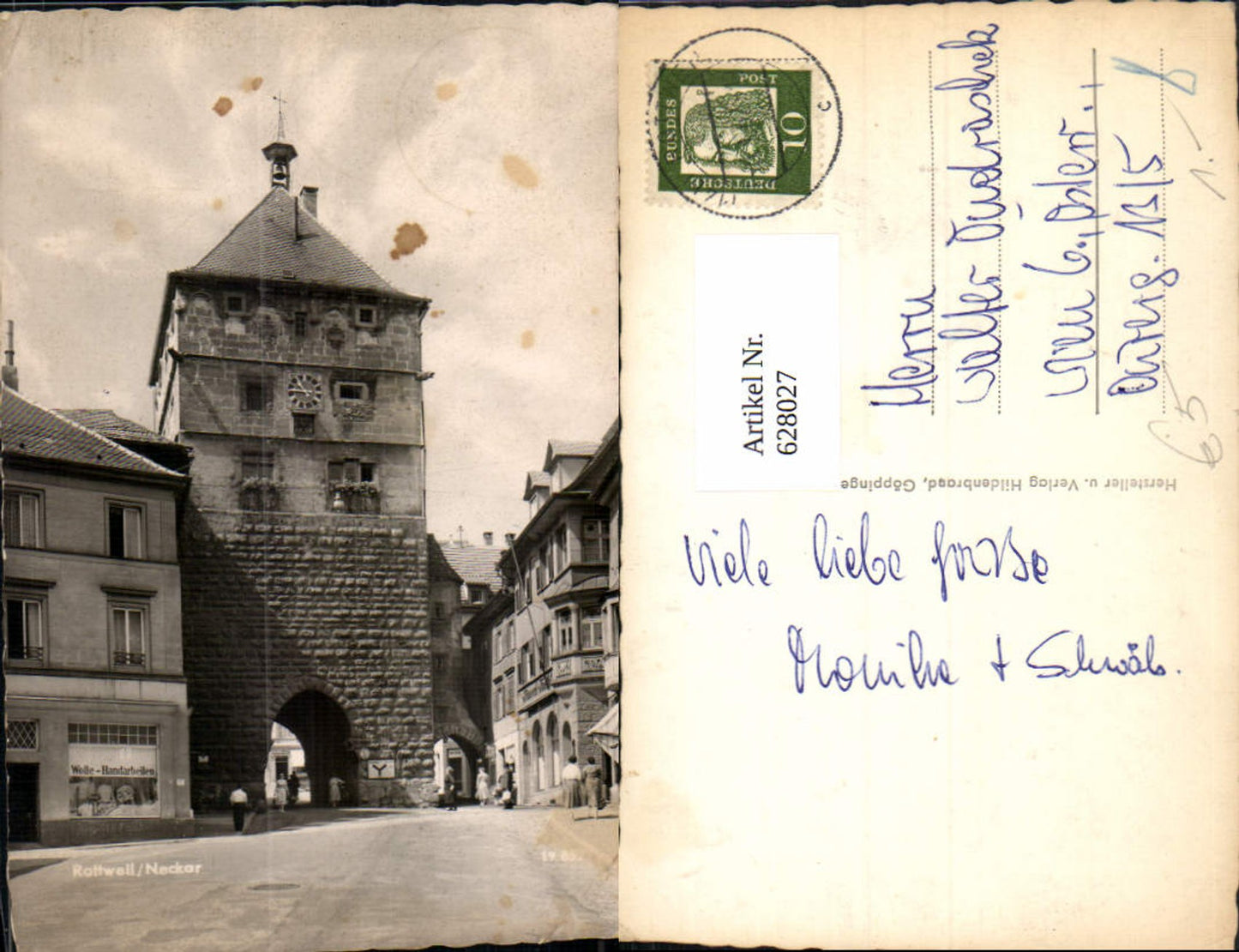 628027, Photo Ak Rottweil Neckar view clock tower